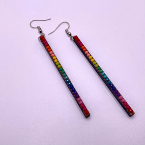 Rainbow Bar Wood & Sparkle Earrings