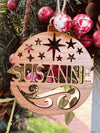 Personalized Christmas Ornament 2023 (or any year) Solid Wood Starry Nights Design
