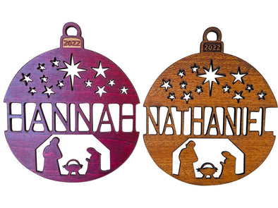 Personalized Nativity Scene 2023 (or any year) Christmas Ornament from Solid Wood