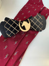 Wooden Bow Tie Plaid with Derby Horse on Black Maple
