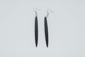 Icicle Shape Long Skinny Wood Earrings from Reclaimed Black Stained Maple