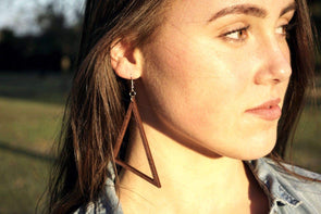 Eco-Friendly Wood Trailing Edge Triangle Earrings from Natural Reclaimed Maple