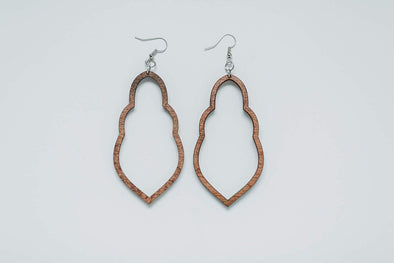 Wood Desi-Design Statement Earrings from Solid Mahogany Stained Maple