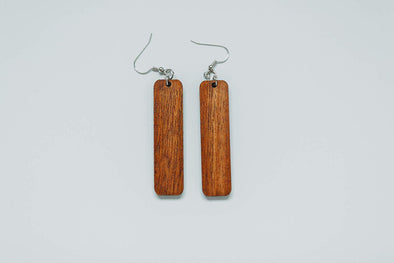 Long Rectangle Wood Earrings from Natural Reclaimed Mahogany