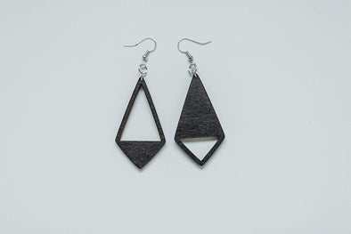 Yin Yang Kite Shaped Wood Earrings from Natural Black Stained Maple