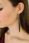 Icicle Shape Long Skinny Wood Earrings from Reclaimed Black Stained Maple