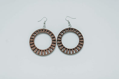 Wood Radiance Large Round Hoop Earrings from Solid Mahogany Stained Maple