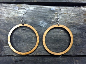 Smaller (1 3/4 inch) Wood Hoop Earrings from Natural Reclaimed Mahogany