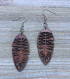 Wood Feather Earrings from Solid Stained Maple
