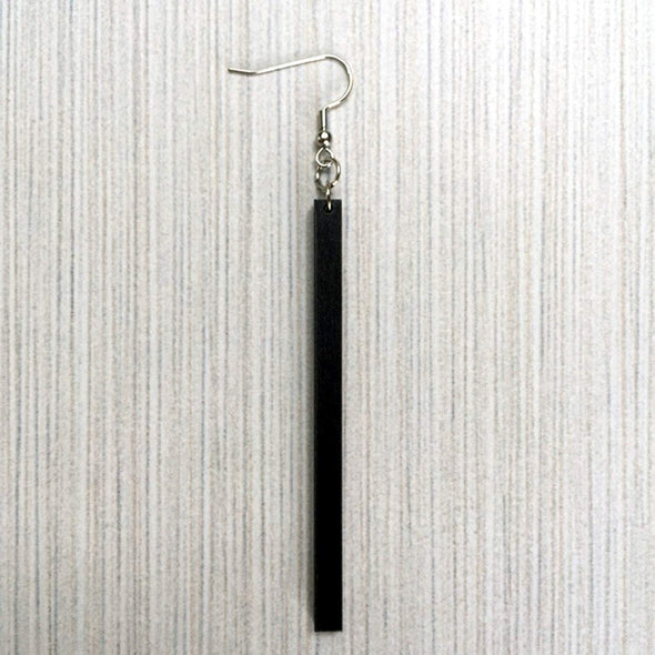 Skinny Natural Matchstick Wood Earrings from Reclaimed Black Stained Maple