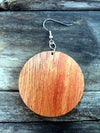 Solid Wood Disc Hoop Earrings from Natural Reclaimed Mahogany