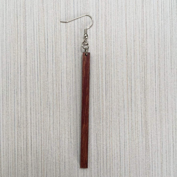 Skinny Natural Matchstick Wood Earrings from Reclaimed Mahogany