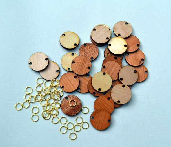 Wood Discs or Hearts (10) w/Jump Rings for Birthday Boards or Craft Projects