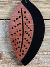 Two Tone Modern Wood Leaf Earrings from Solid Mahogany and Black Maple