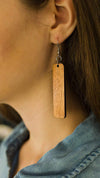 Long Rectangle Wood Earrings from Natural Reclaimed Mahogany