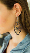 Wood Peacock Feather Earrings from Solid Black Stained Maple