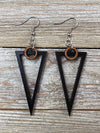 Two Tone Art Deco Triangle Wood Earrings from Solid Mahogany and Black Maple