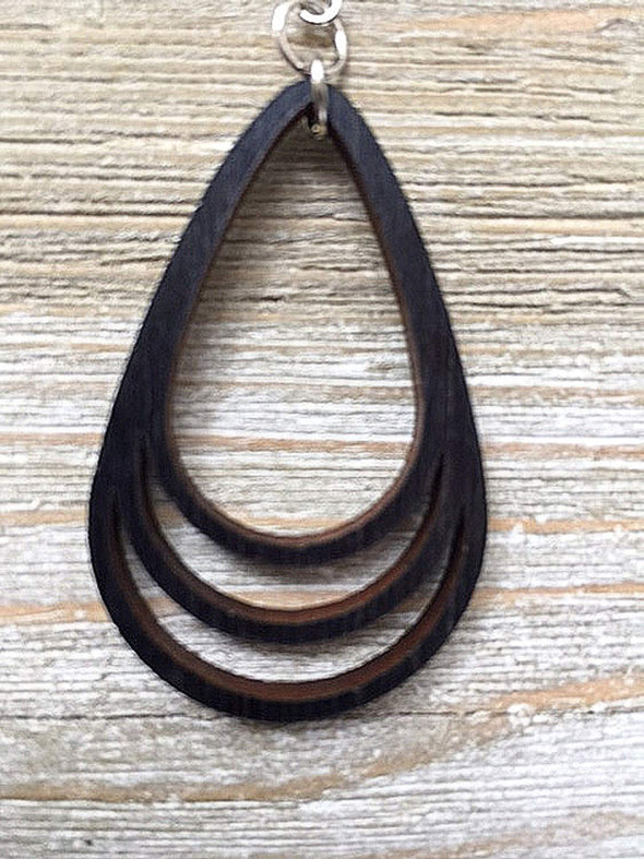 Triple Drop Solid Wood Earrings from Reclaimed Black Maple