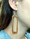 Open Rectangle Wood Earrings from Solid Reclaimed Mahogany