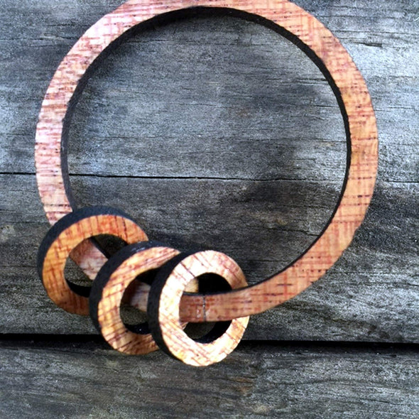 Wood Hoops on Hoop Earrings from Natural Reclaimed Mahogany