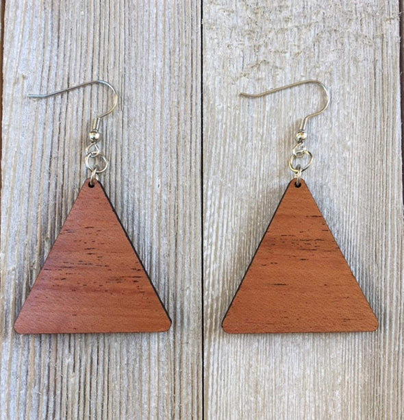Solid Wood Triangle Earrings from Natural Reclaimed Mahogany