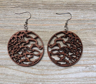 Serengeti Round Large Wood Earrings from Natural Reclaimed Maple