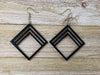 Sarah Design Diamond Shaped Wood Earrings from Natural Black Stained Maple