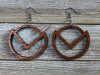 Art Deco 90 Degree Hoop Wood Earrings from Solid Mahogany