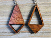 Yin Yang Kite Shaped Wood Earrings from Natural Reclaimed Mahogany