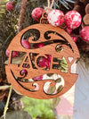 Personalized 2023 (or any year) Christmas Ornament From Solid Wood Holiday Swirl Design