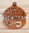 Personalized First Christmas Ornament (any year) from Solid Wood