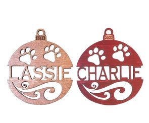 Personalized Dog's 2022 Solid Wood Christmas Ornament