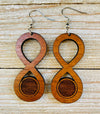 Essential Oil Infinity Earrings from Solid Mahogany Wood