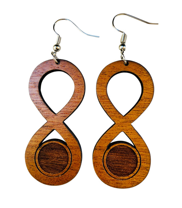 Essential Oil Infinity Earrings from Solid Mahogany Wood